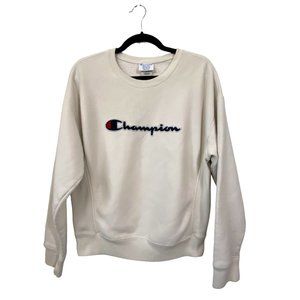 Vintage CHAMPION Reverse Weave Off White Pull Over Sweatshirt Size M